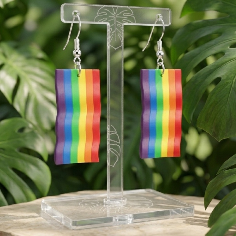 Wavy Pride Flag Dangle Earrings - Handmade Earrings